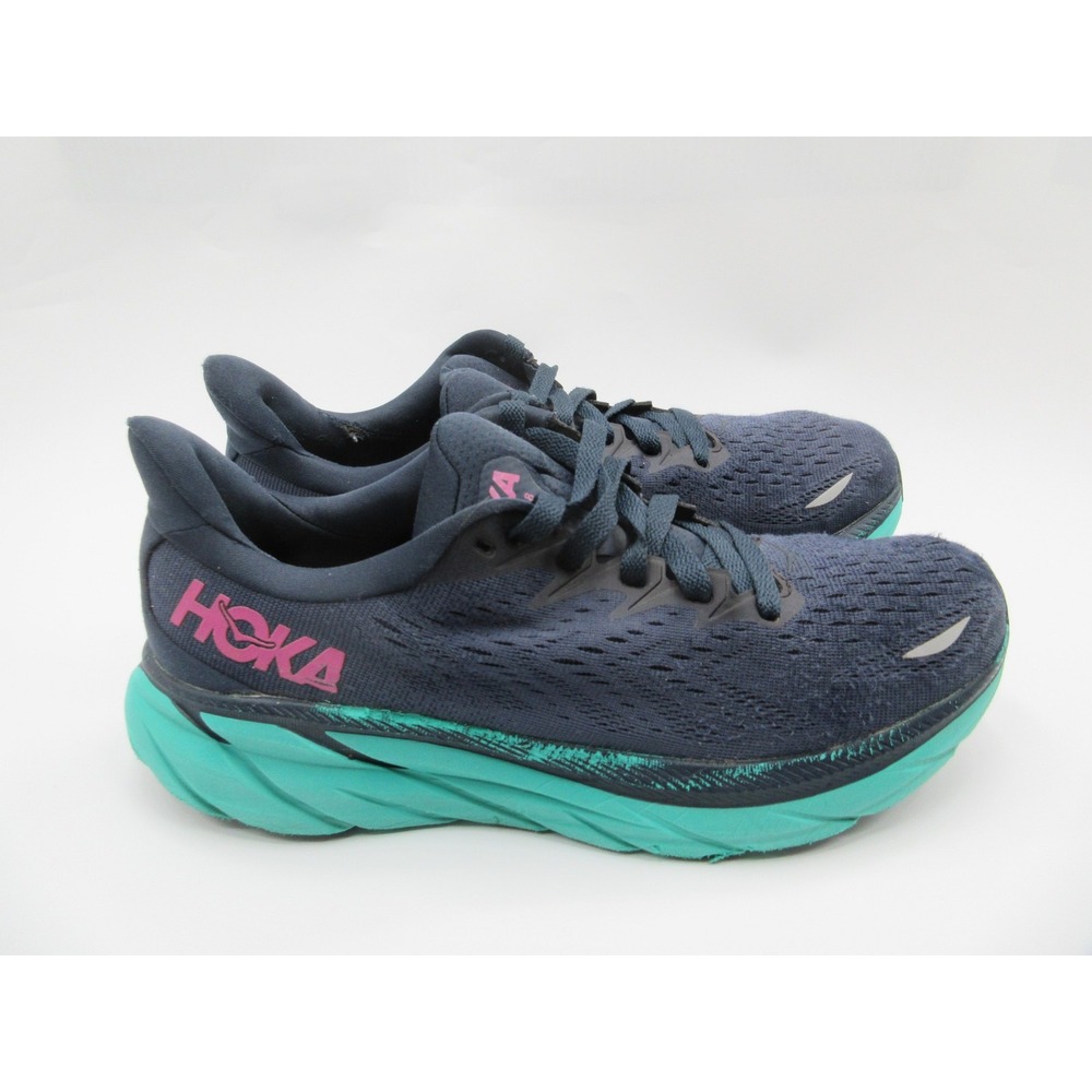 Hoka One One Clifton 8 Running Shoes Womens Size 9.5 Blue Teal W 1119394 OSAT
